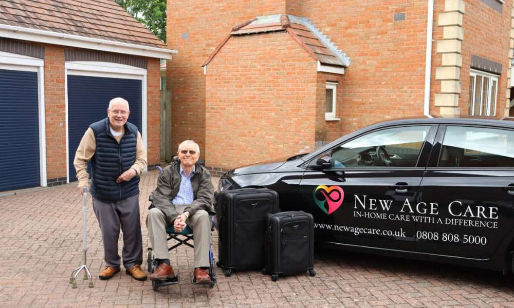 Family helping a loved one traveling with mobility challenges during a trip